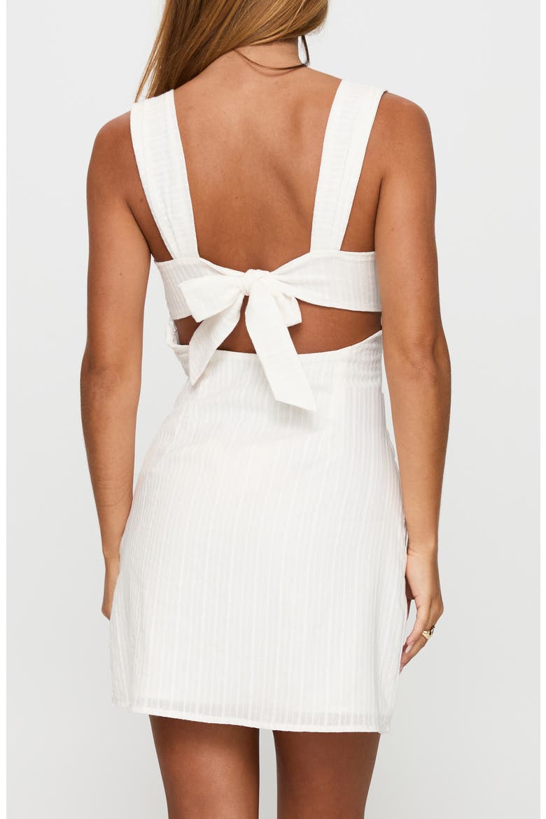 Anyone But You Tie Back Sleeveless Minidress, Alternate, color, WHITE