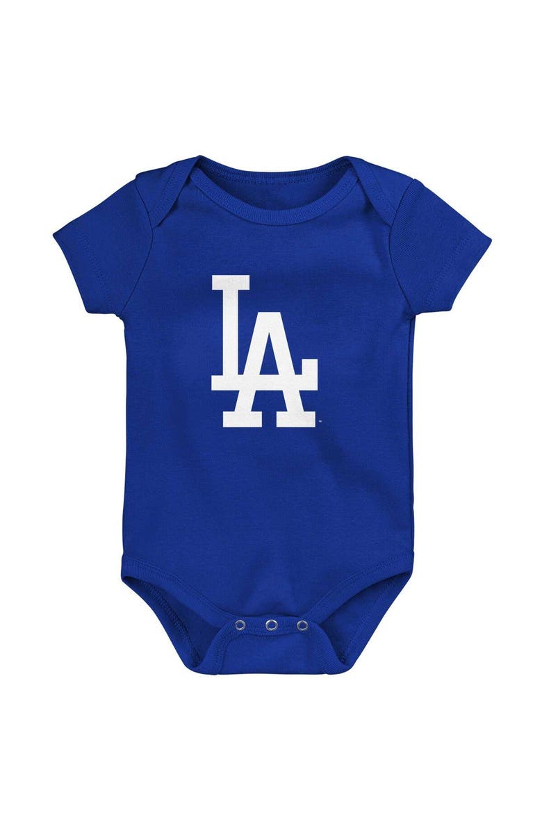 Outerstuff Newborn & Infant Royal/White/Heather Gray Los Angeles Dodgers Biggest Little Fan 3-Pack Bodysuit Set, Alternate, color,