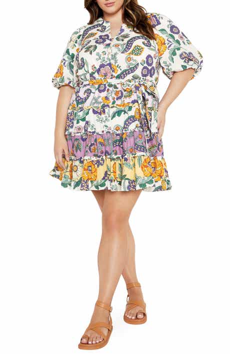 City Chic Leona Tie Waist Cotton Dress