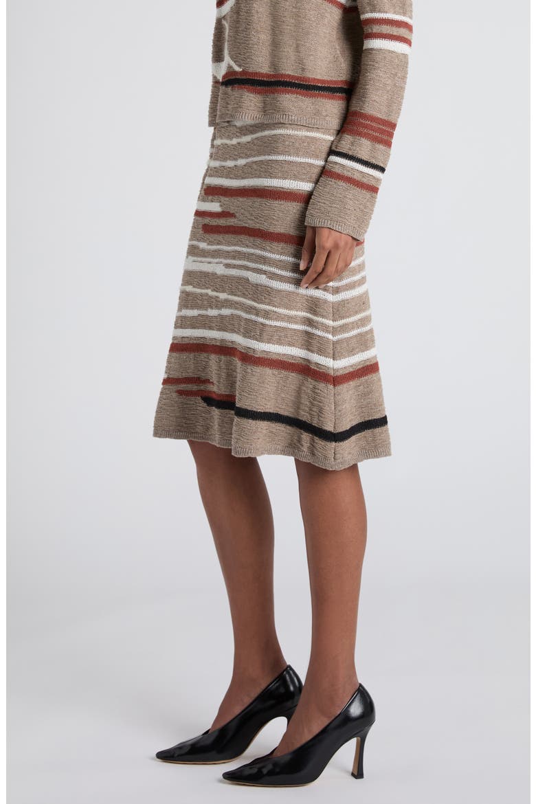 Venice Intarsia Linen & Cotton Mélange Sweater Skirt, Alternate, color, 1501 STONEMEL/ MAPLE/ CHALK