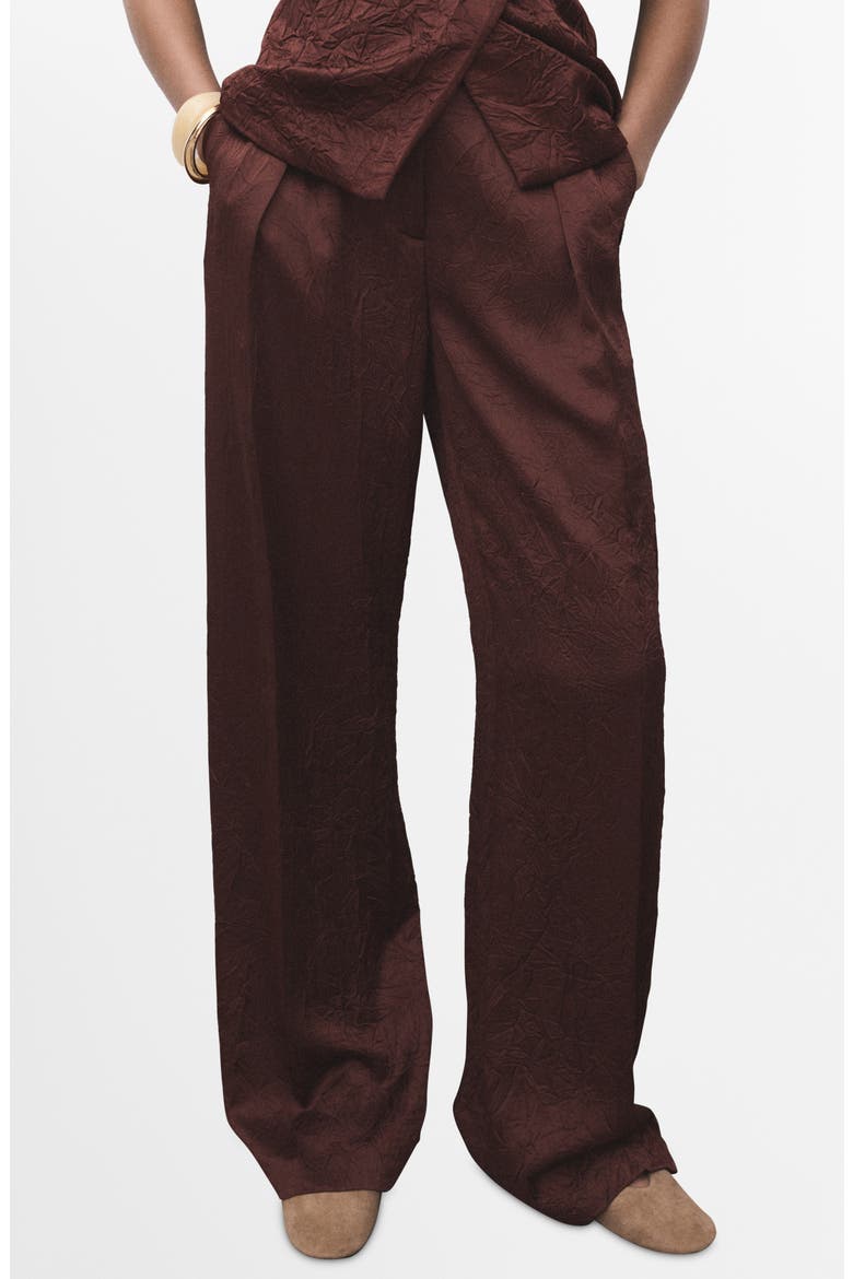 Crinkled Effect Straight Leg Pants, Main, color, CHOCOLATE