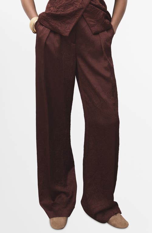 Mango Crinkled Effect Straight Leg Pants In Brown