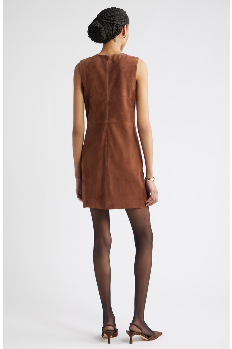 Sleeveless Suede Sheath Minidress, Alternate, color, BROWN MUSTANG