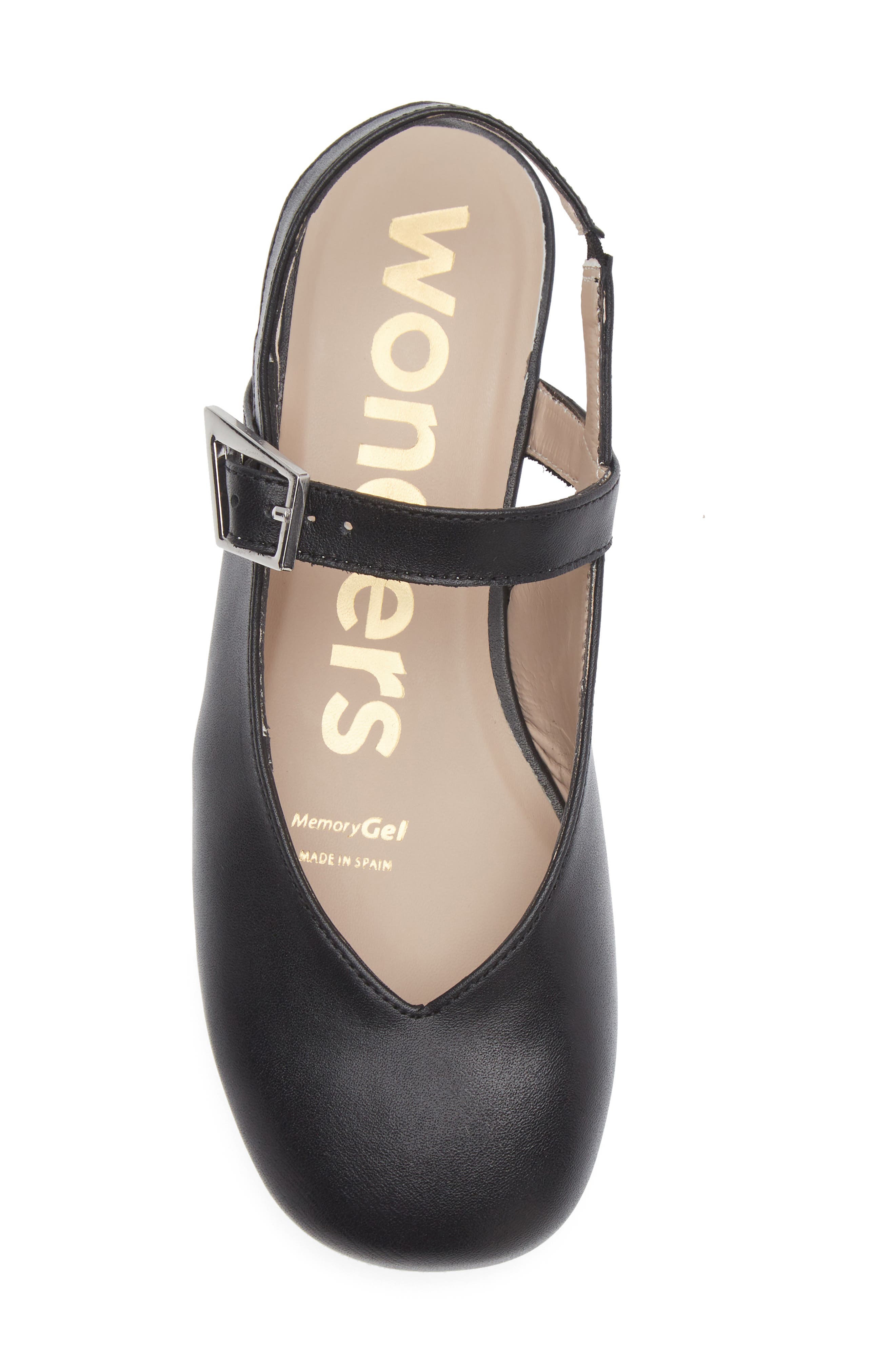 Wonders Round Toe Slingback Flat, Alternate, color, Sauv.black