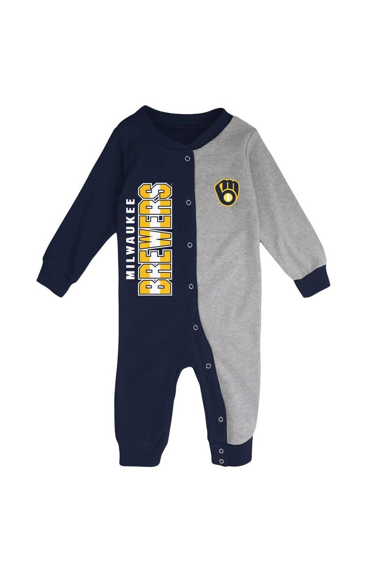 Infant Navy/Heather Gray Milwaukee Brewers Halftime Sleeper, Alternate, color, Navy