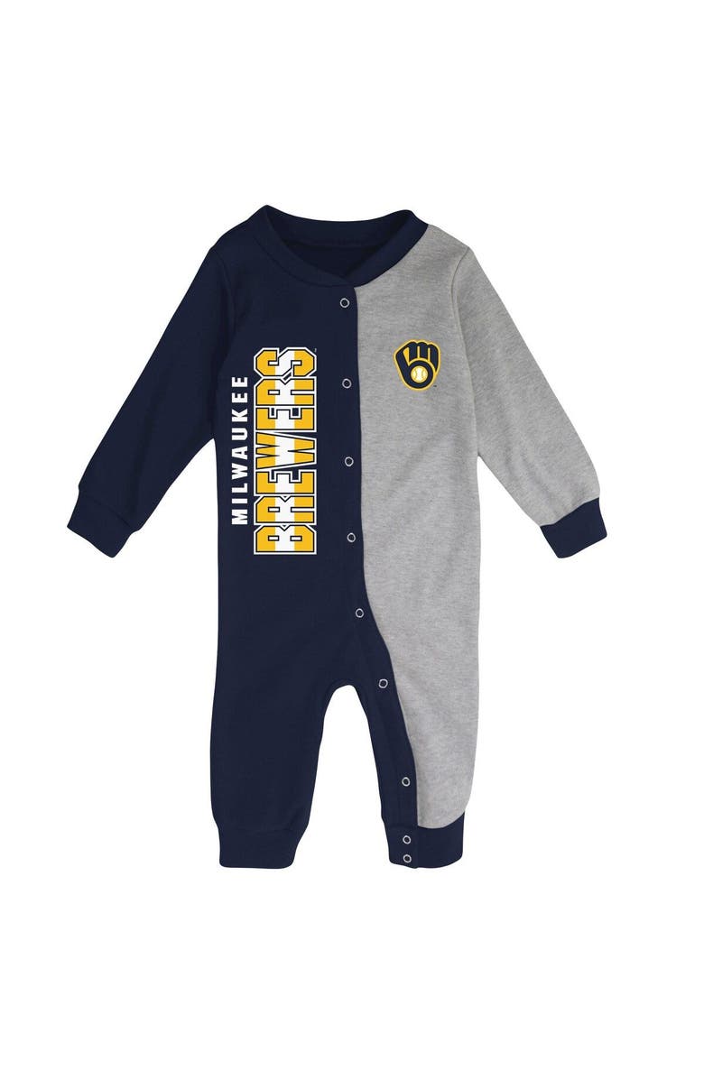 Outerstuff Infant Navy/Heather Gray Milwaukee Brewers Halftime Sleeper, Alternate, color, 