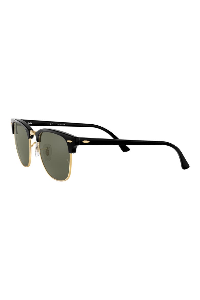 Clubmaster 55mm Polarized Sunglasses, Alternate, color, BLACK
