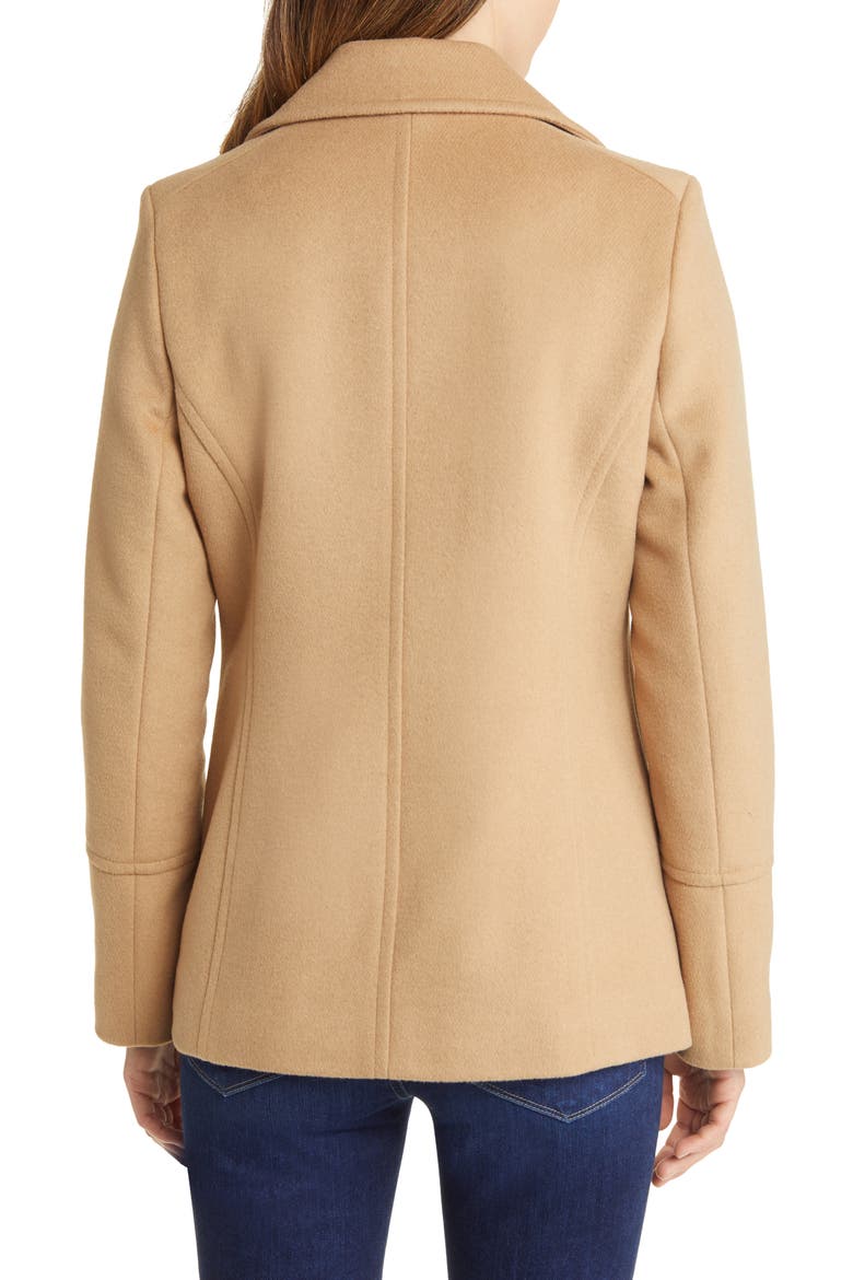 Double Breasted Wool Blend Peacoat, Alternate, color, CAMEL