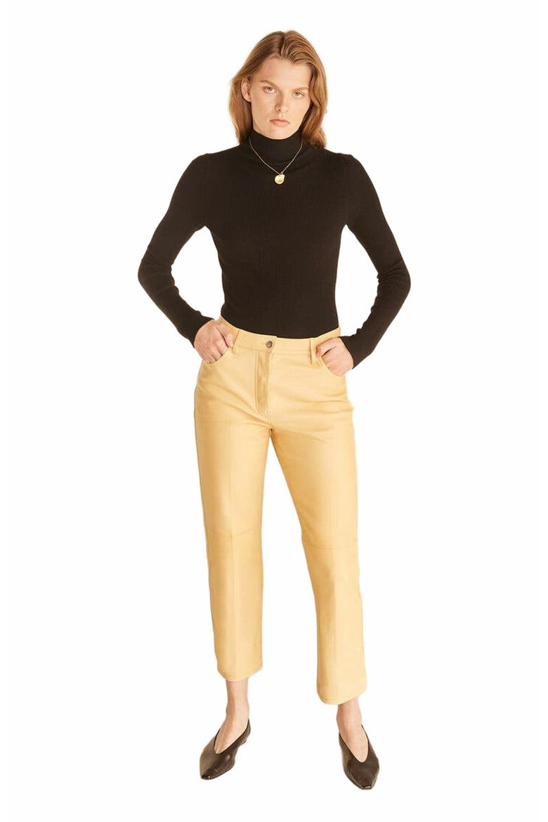 Crop Leather Pant, Main, color, Palomino