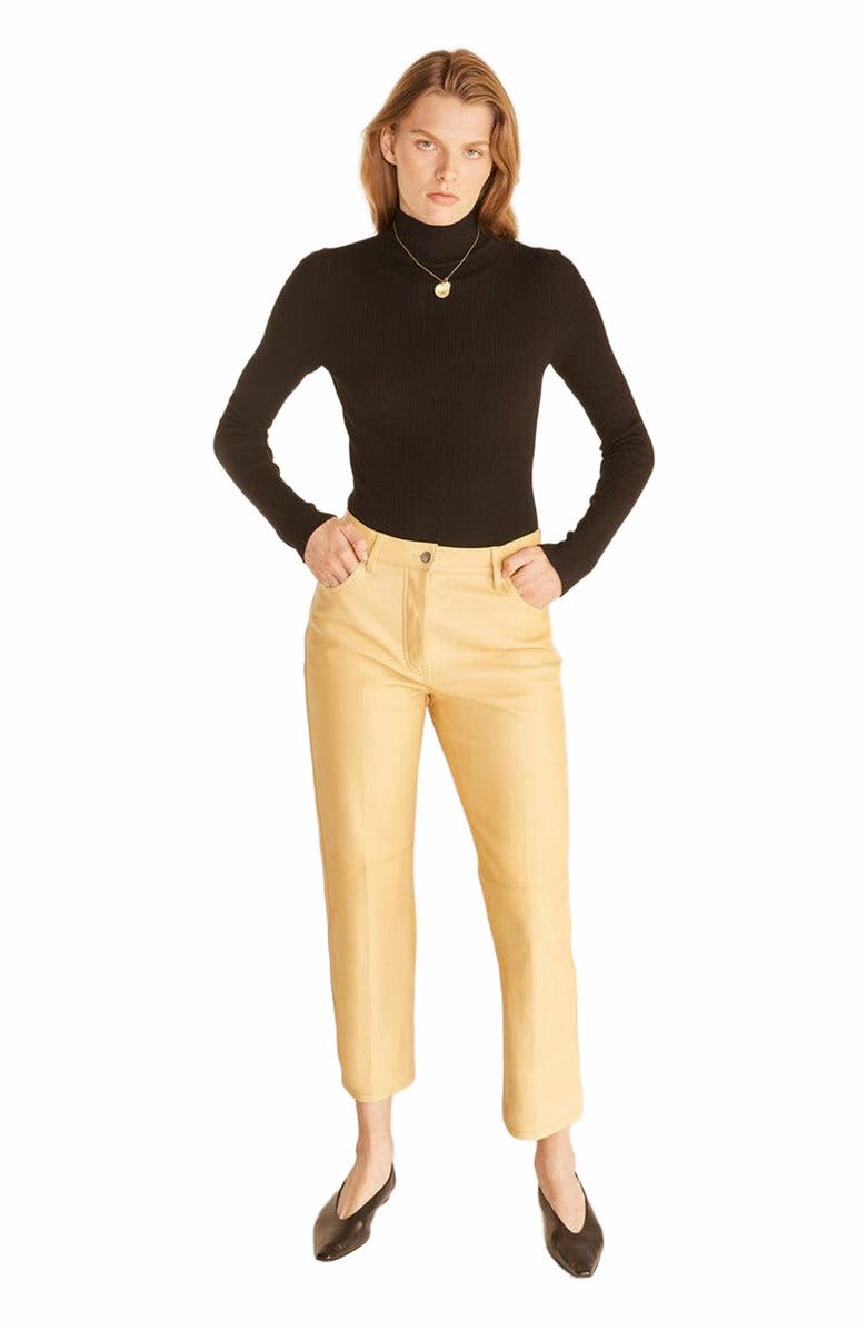 Rebecca Taylor Crop Leather Pant, Main, color, Palomino