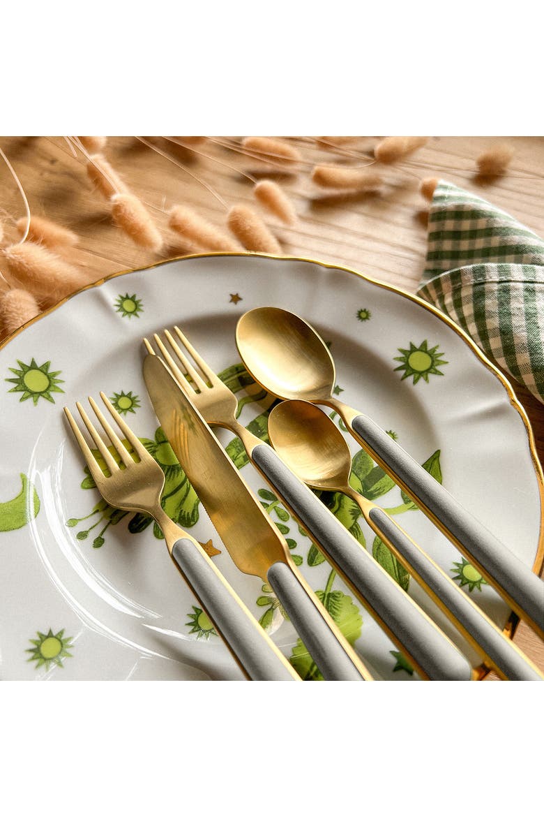 Fantasia Ice Gold Flatware Set - 32 Pieces, Alternate, color, Turtle-Dove