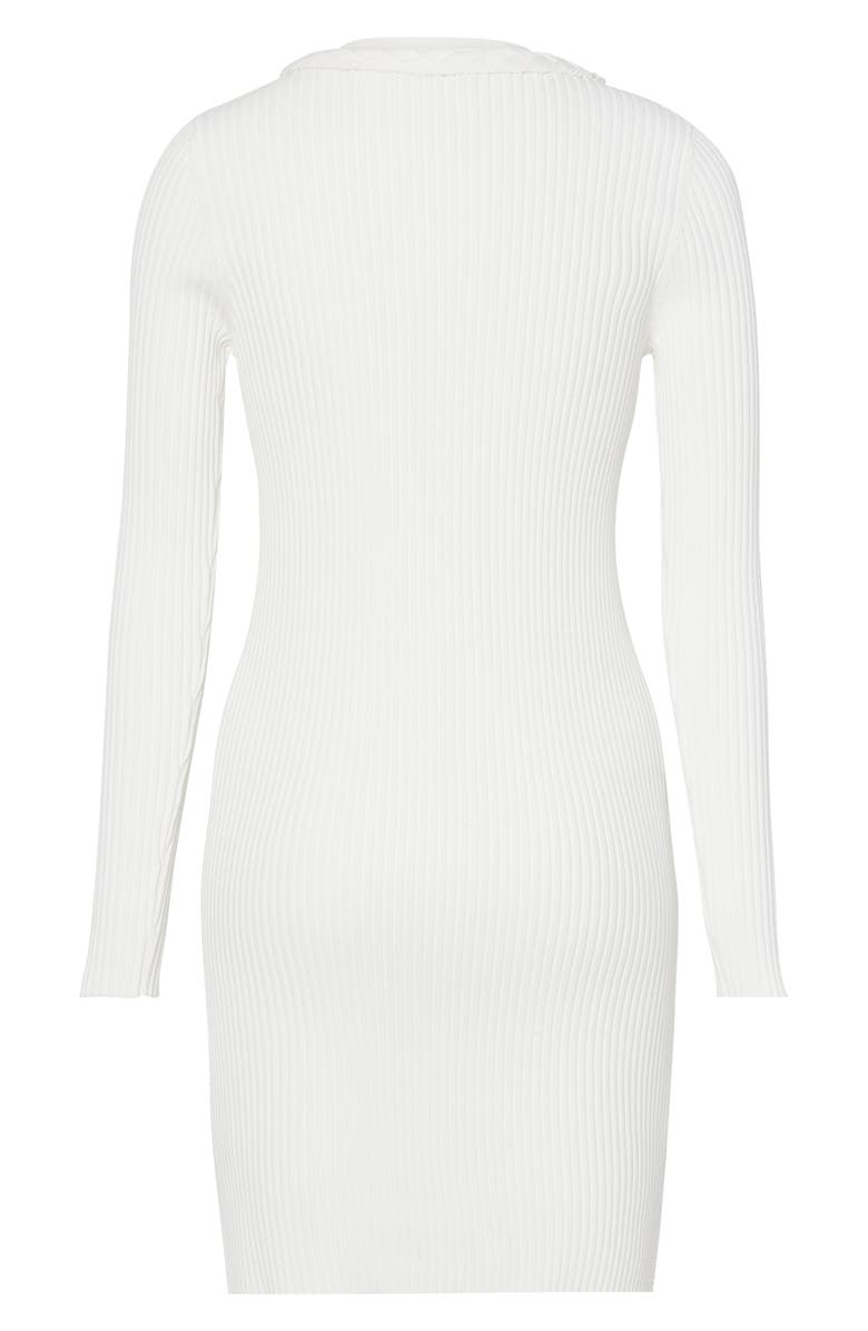 Milly Braided Placket Long Sleeve Rib Sweater Dress, Alternate, color, 