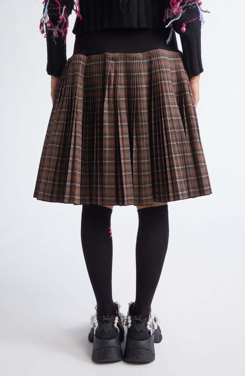 Chopova Lowena Fret Plaid Pleated Skirt, Alternate, color, Black Multi