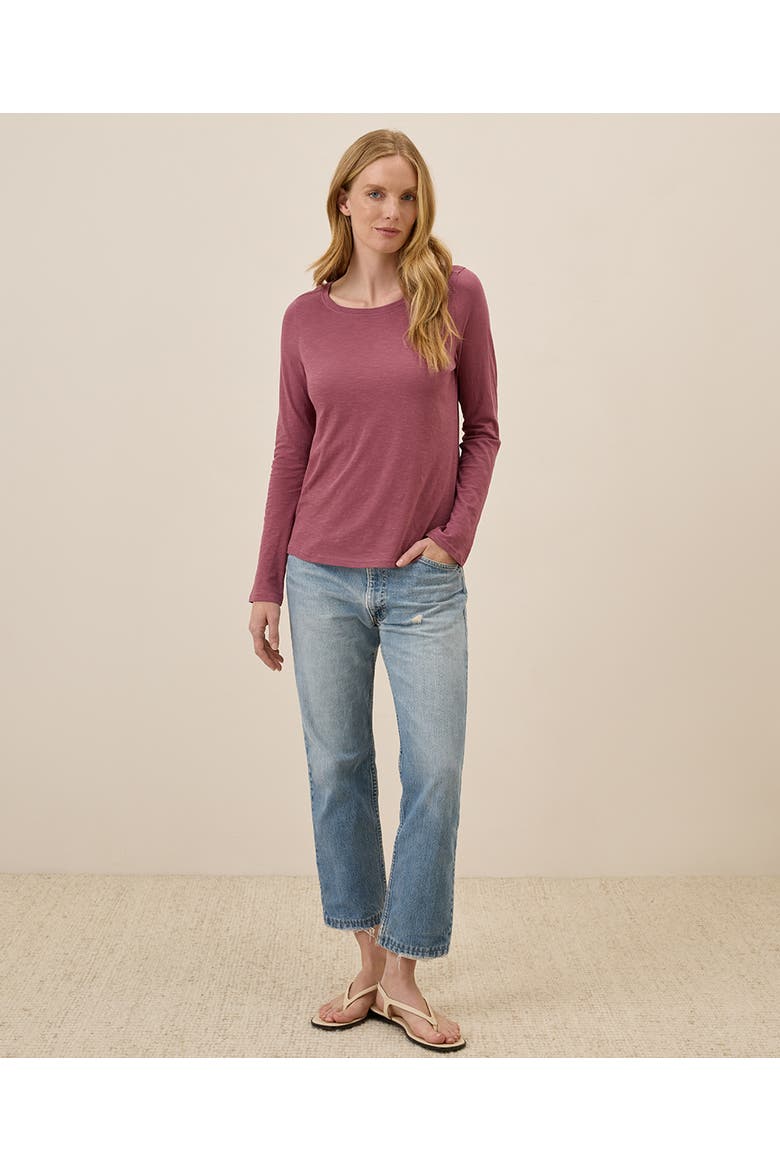 Organic Cotton Featherweight Slub Long Sleeve Tee, Alternate, color, Mauve