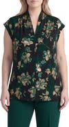 KASPER Foil Print Funnel Neck Top