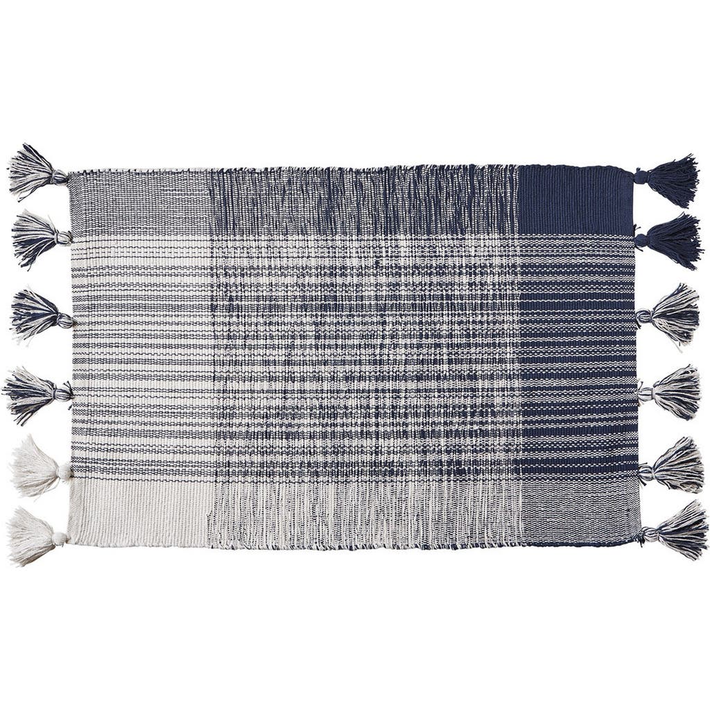 Tag Tassel Plaid Doormat Stylish Home Entryway Rug In Blue