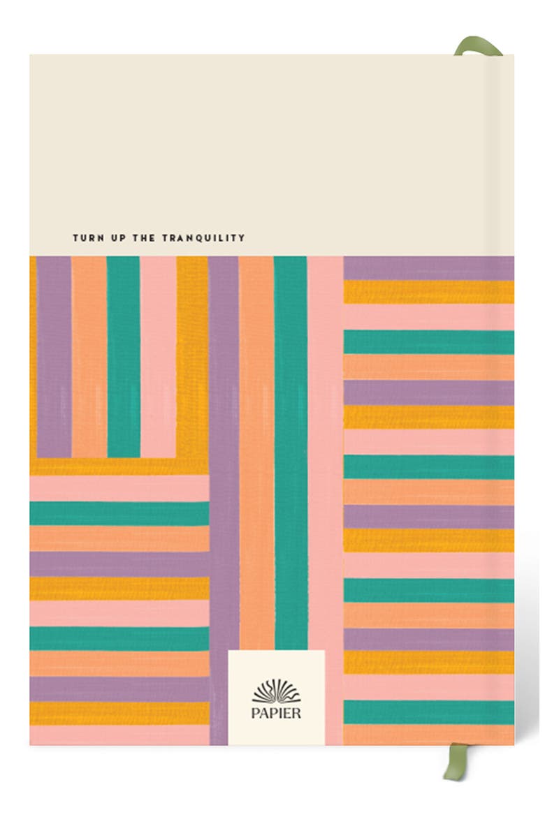 Happy Stripes Wellness Journal, Alternate, color, LIGHT/ PASTEL ORANGE