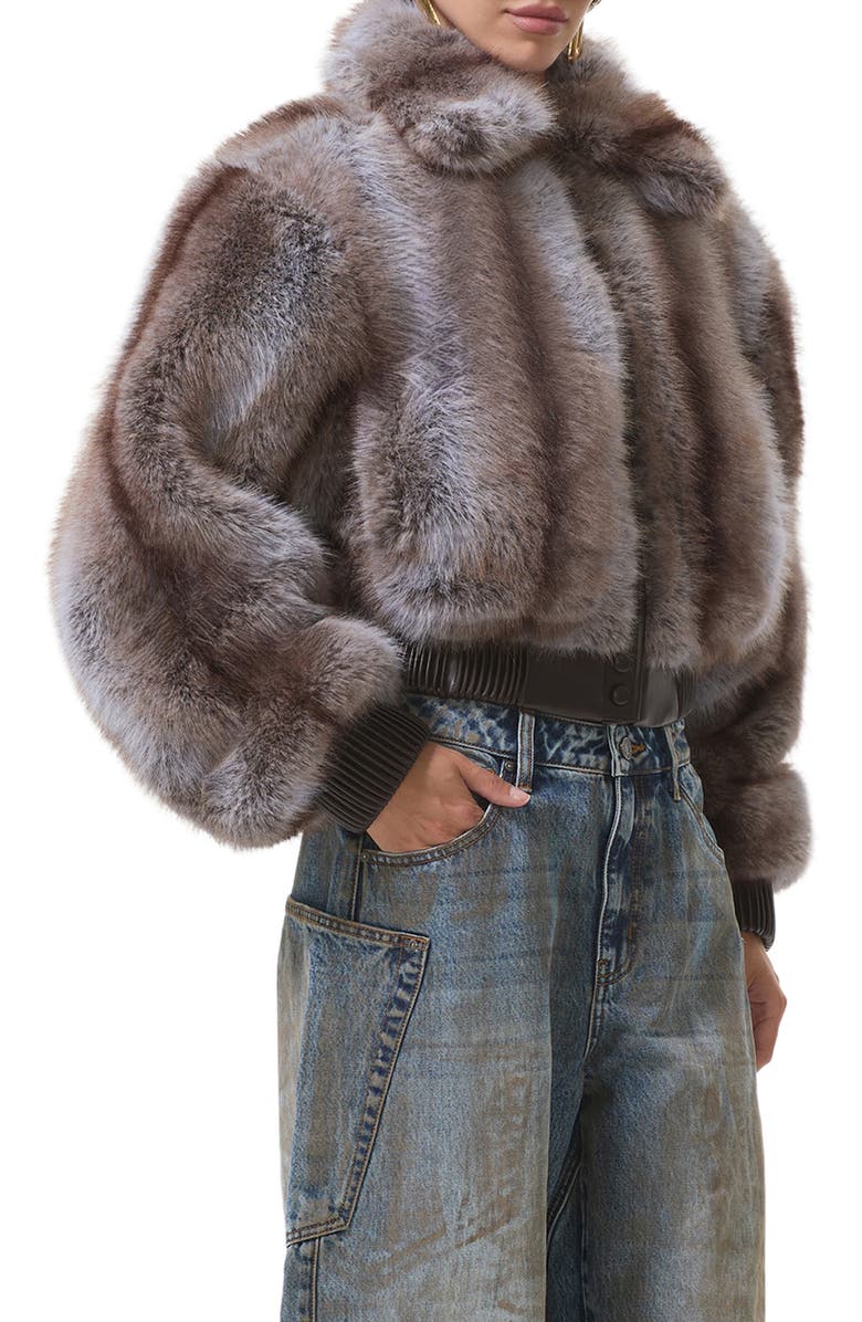 AFRM Adelaide Faux Fur Crop Coat, Alternate, color, Lilac Stripe