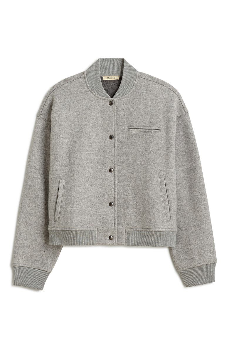 Knit Bomber Jacket, Alternate, color, HTHR CHARCOAL