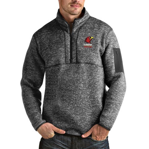 Men's Antigua Heathered Charcoal Illinois Tech Scarlet Hawks Fortune Quarter-Zip Jacket