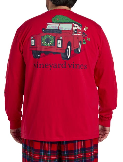 Vineyard Vines Big & Tall Santa Expedition Long Sleeve Graphic Tee In Red Velvet
