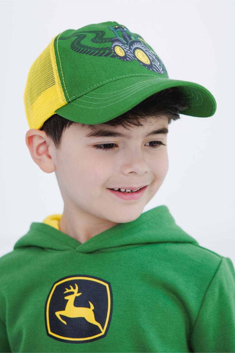 Boys' Snapback Trucker Baseball Cap, Alternate, color, Green Yellow Tractor