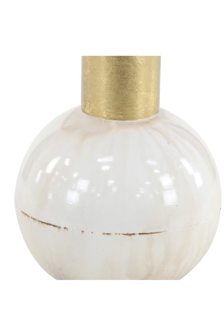 White Metal Vase with Goldtone Accent, Alternate, color, WHITE