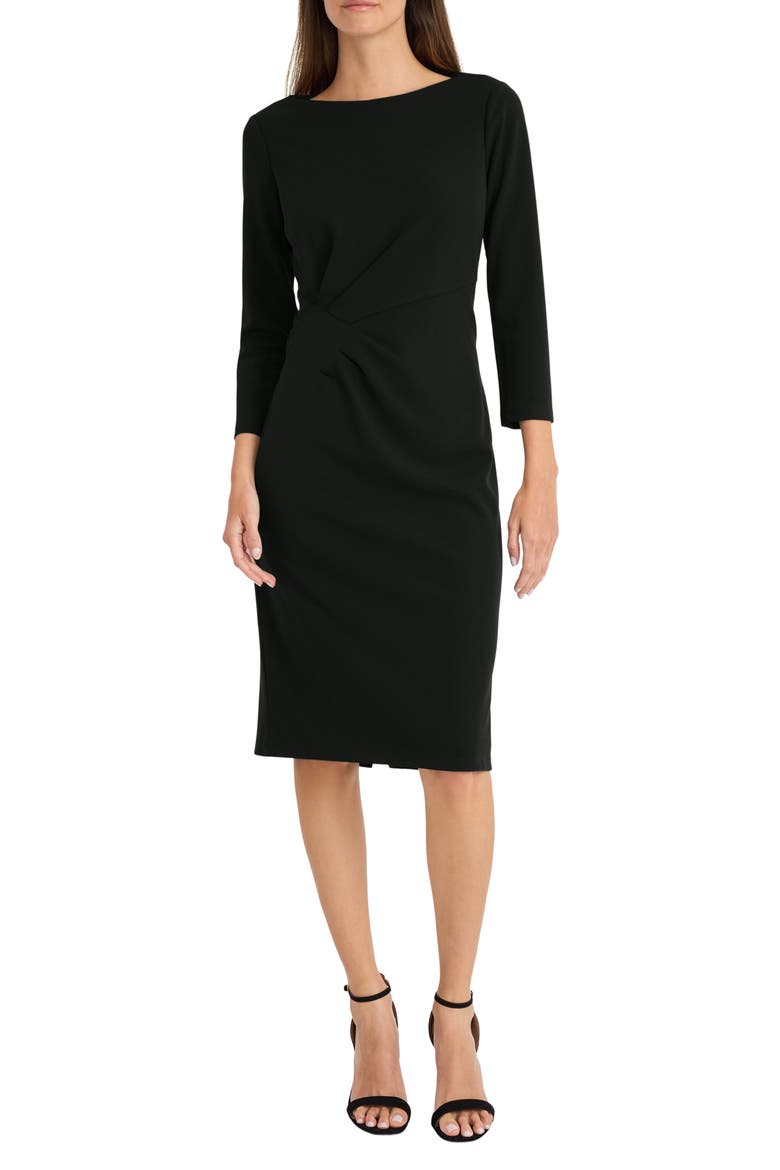 Side Pleat Sheath Dress, Main, color, BLACK