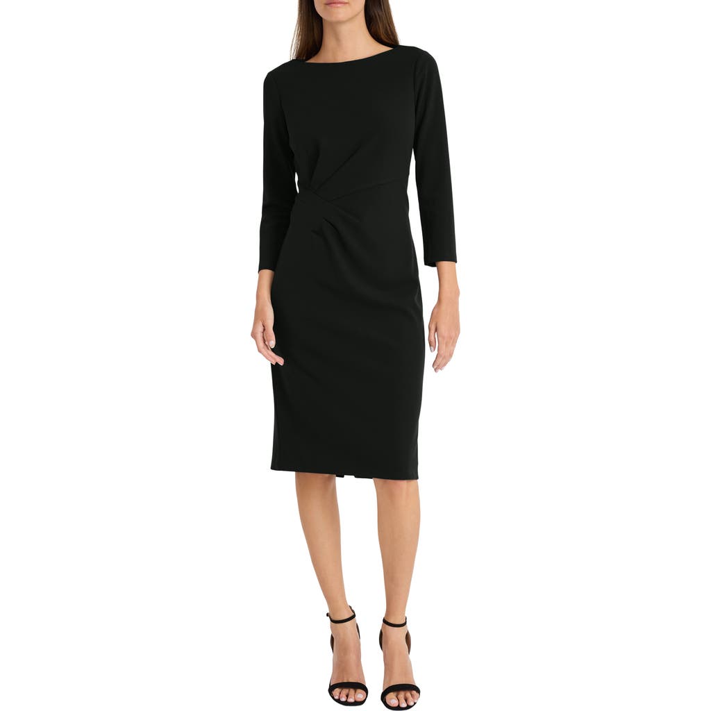 Maggy London Side Pleat Sheath Dress In Black