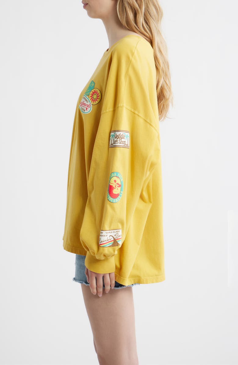 Daydreamer Surf Patches Long Sleeve Graphic T-Shirt, Alternate, color, Yellow Honey