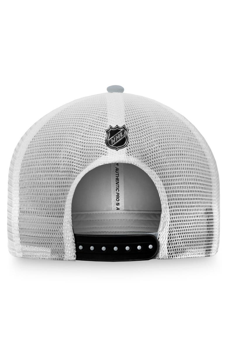 FANATICS Men's Fanatics Branded Gray/White Los Angeles Kings Authentic Pro Rink Trucker Snapback Hat, Alternate, color, 