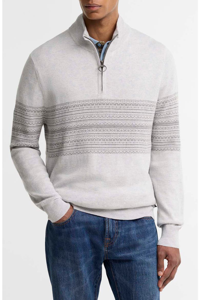 Millwood Fair Isle Half Zip Sweater, Main, color, GREY MARL