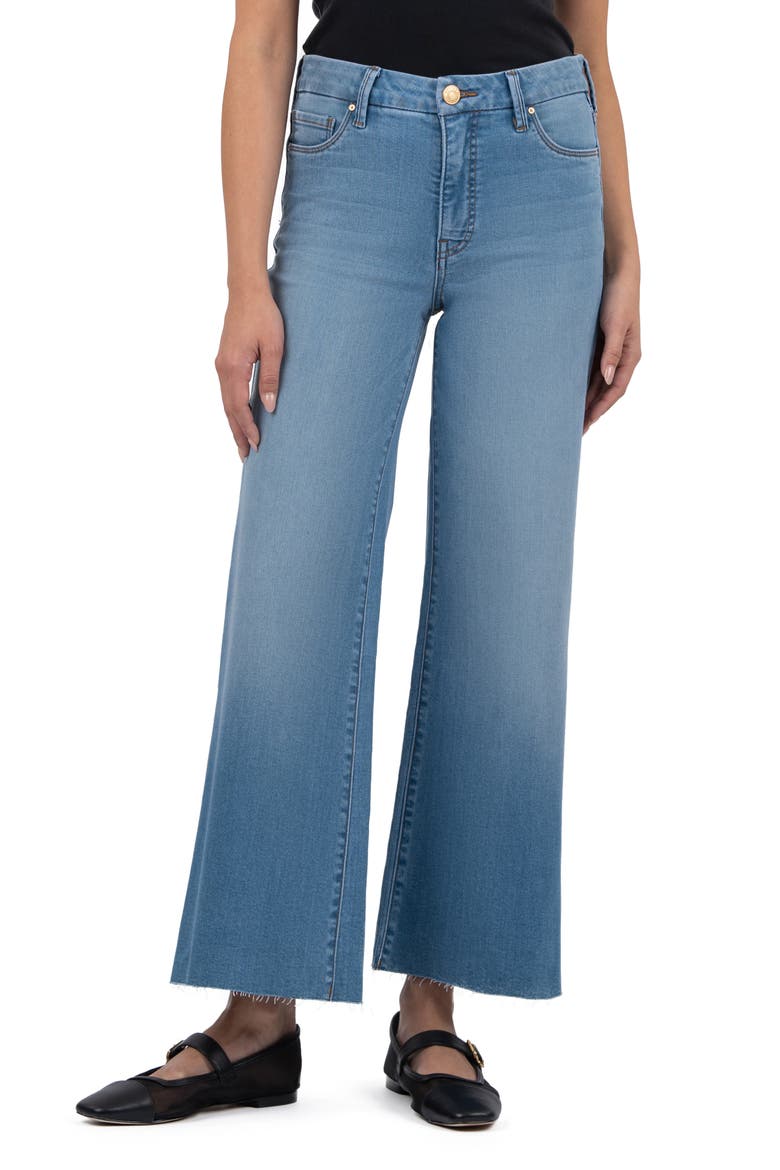 Meg Fab Ab High Waist Raw Hem Ankle Wide Leg Jeans, Main, color, DEFERENCE
