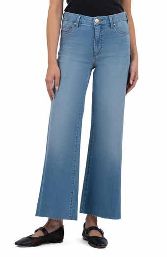 KUT from the Kloth Meg Fab Ab High Waist Raw Hem Ankle Wide Leg Jeans