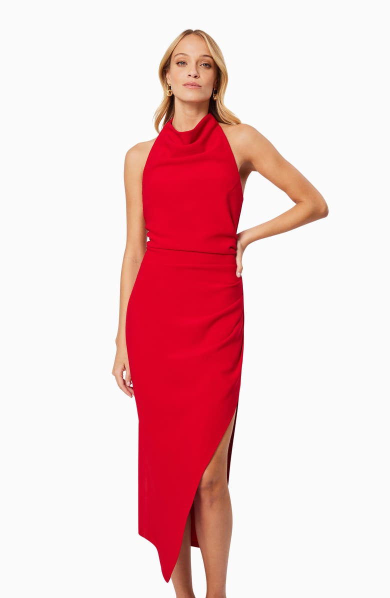 Elliatt Paxton Halter Cowl Neck Sheath Midi Dress, Alternate, color, Red