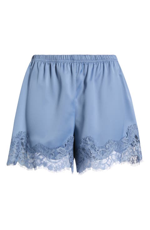 Lace Trim Satin Shorts