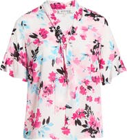 KASPER Floral Tie Neck Sleeveless Satin Top