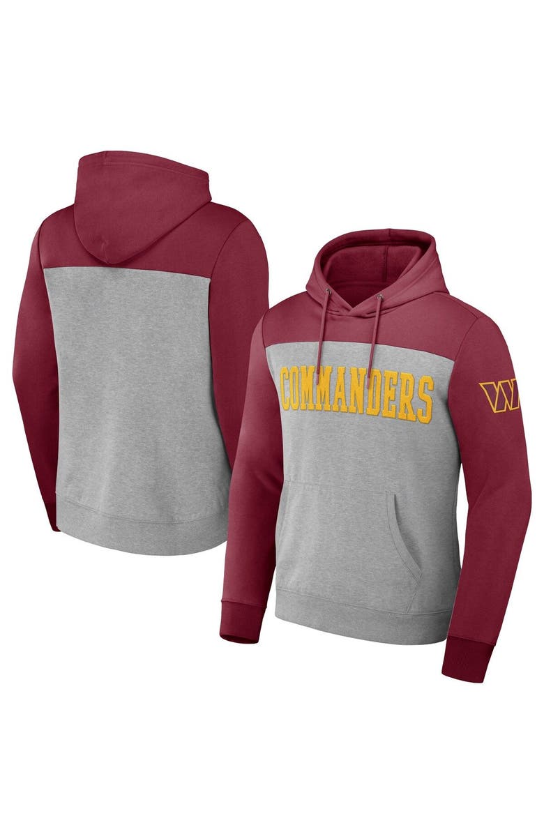 NFL X DARIUS RUCKER Men's NFL x Darius Rucker Collection by Fanatics Heather Gray Washington Commanders Color Blocked Pullover Hoodie, Main, color, Heather Gray