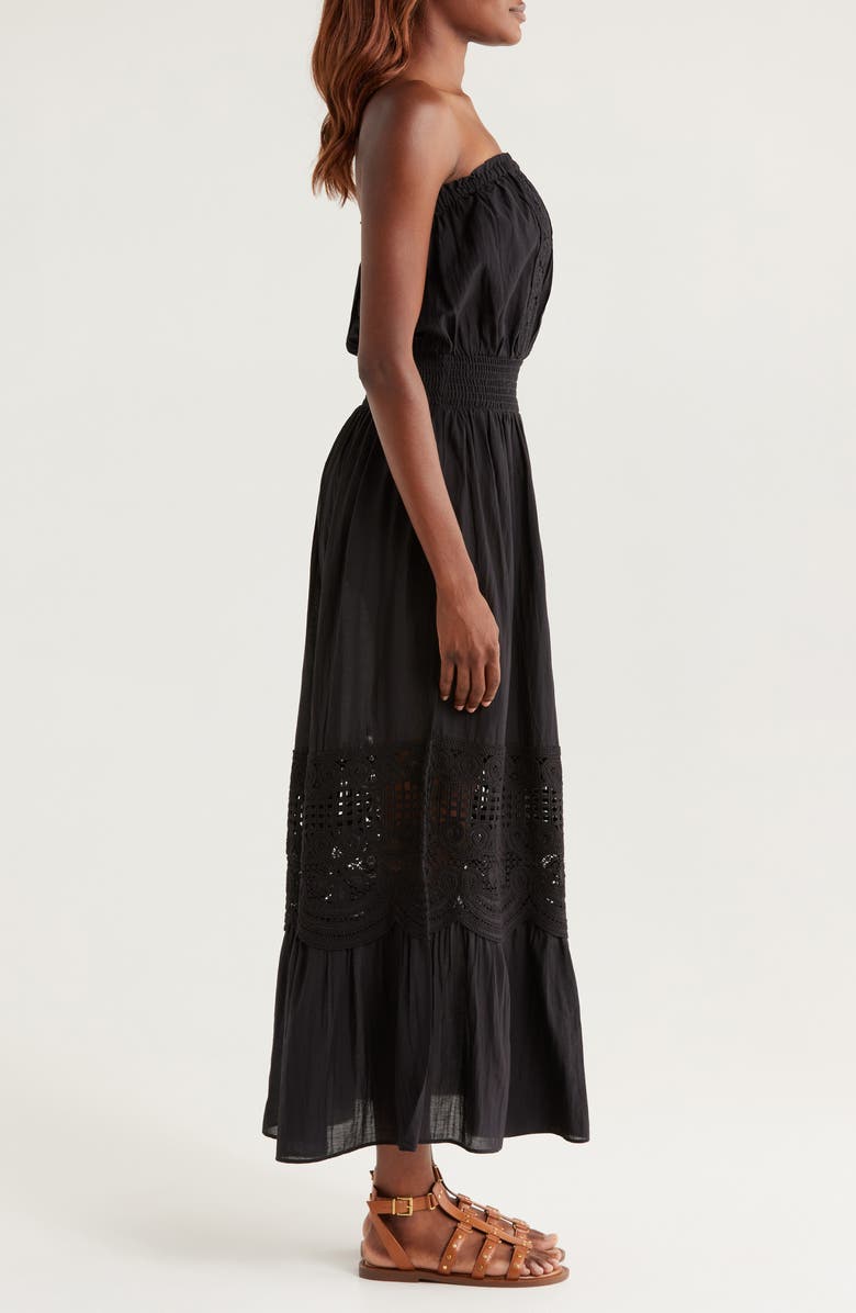 Ramy Brook Cambridge Lace Inset Strapless Dress, Alternate, color, Black