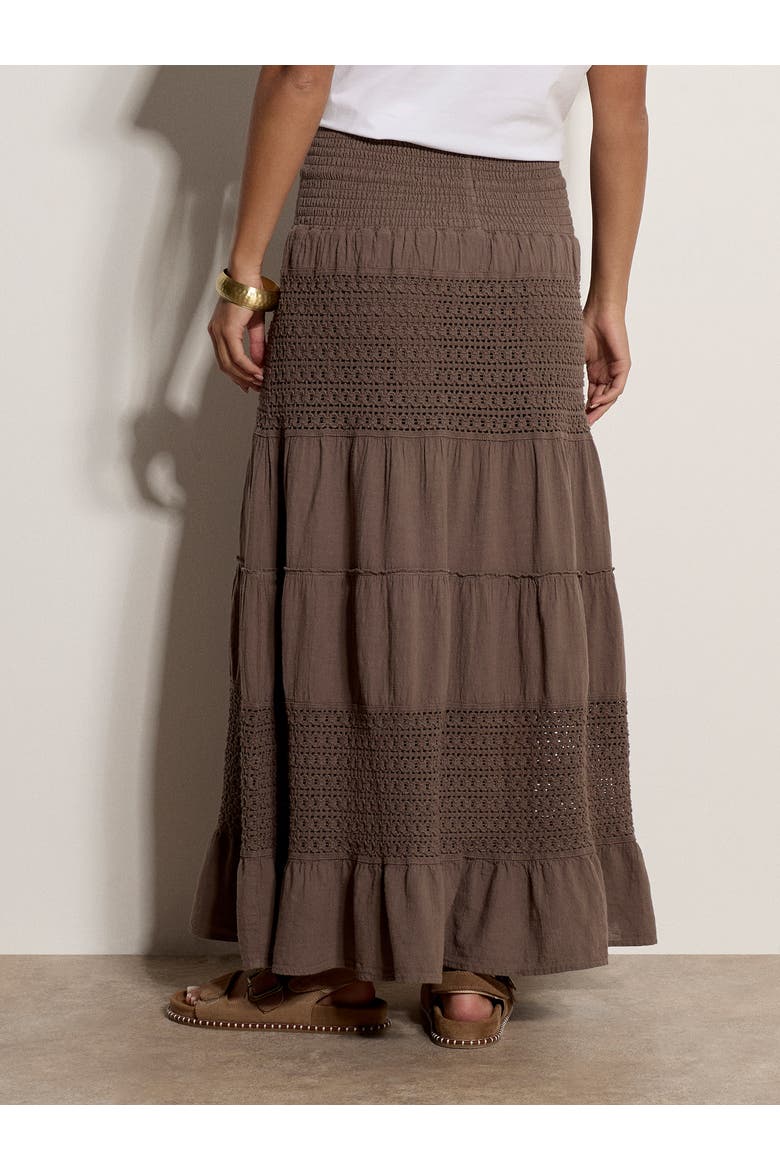 Crochet Detail Tiered Skirt, Alternate, color, Stone