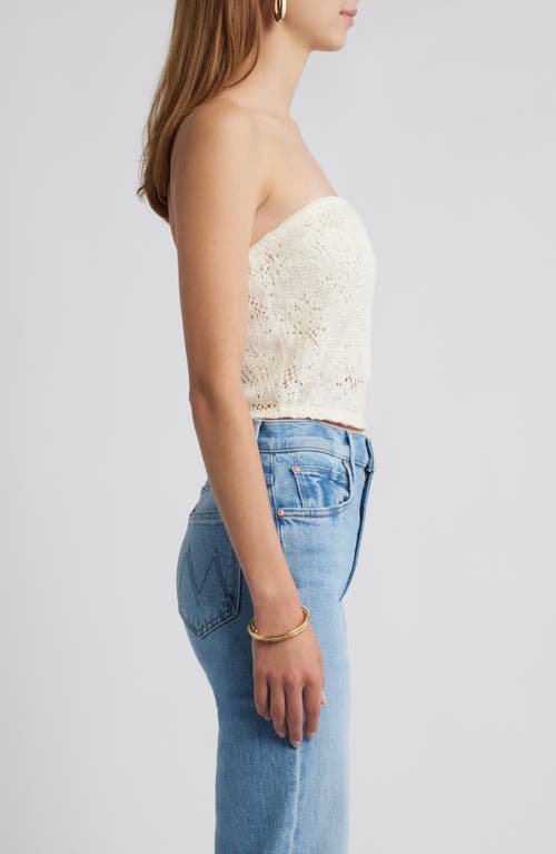 Open Edit Strapless Lace Overlay Crop Top In White
