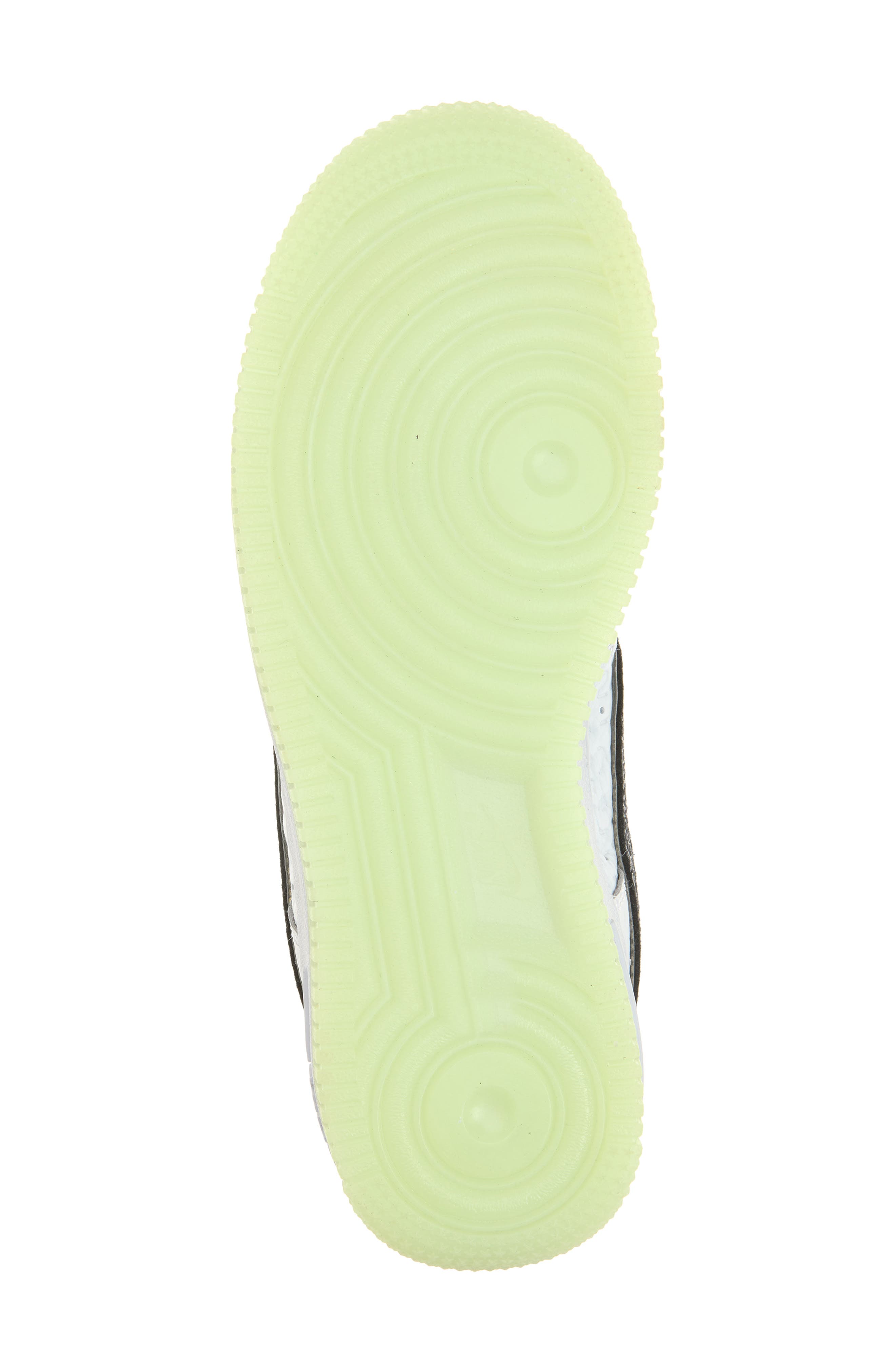 Kids' Force 1 Low Alien Glow-in-the-Dark Sneaker, Alternate, color, PHOTON DUST/ BLACK/ VOLT