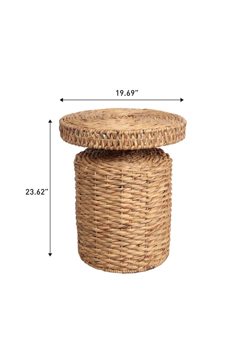 JONATHAN Y Marisol 19.65" Coastal Bohemian Handwoven Water Hyacinth Round Accent Side Table, Alternate, color, Natural