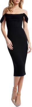 Dress the Population Vickie Off the Shoulder Midi Corset Dress