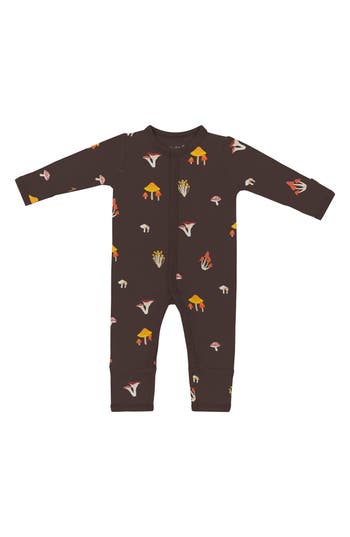 Kyte Baby Fungi Long Sleeve Snap Romper In Brown