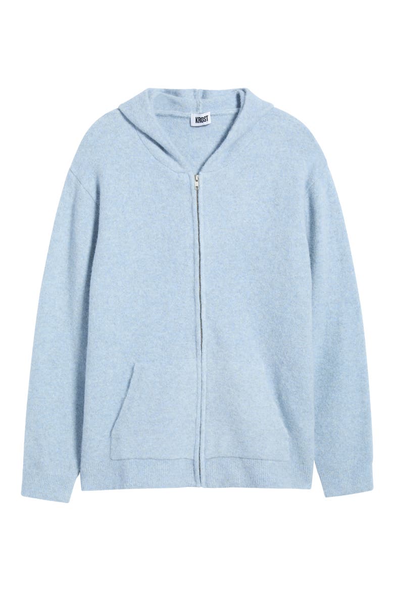 Alpaca Blend Hooded Zip Cardigan, Alternate, color, BLUE FINCH
