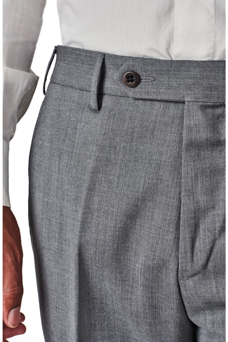 Parker Flat Front Solid Stretch Wool Trousers, Alternate, color, LIGHT GREY