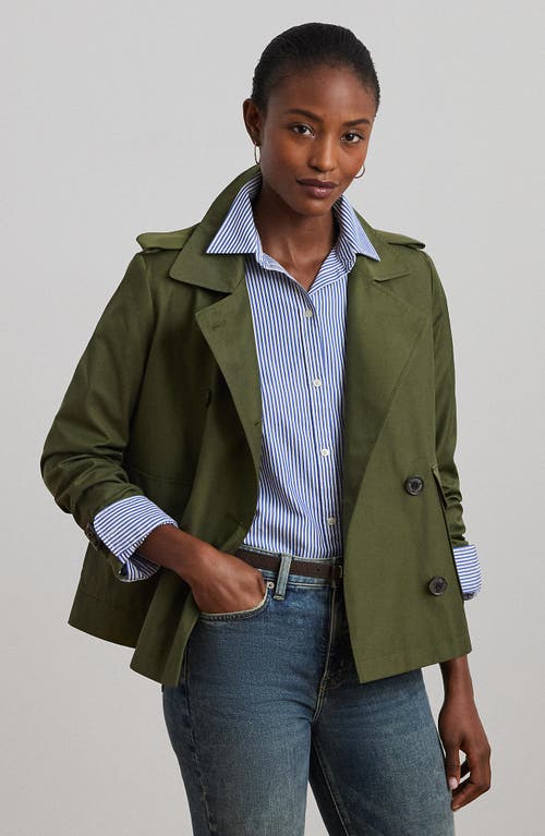 Ralph Lauren Lauren Crop Cotton Blend Trench Coat In Olive Grove