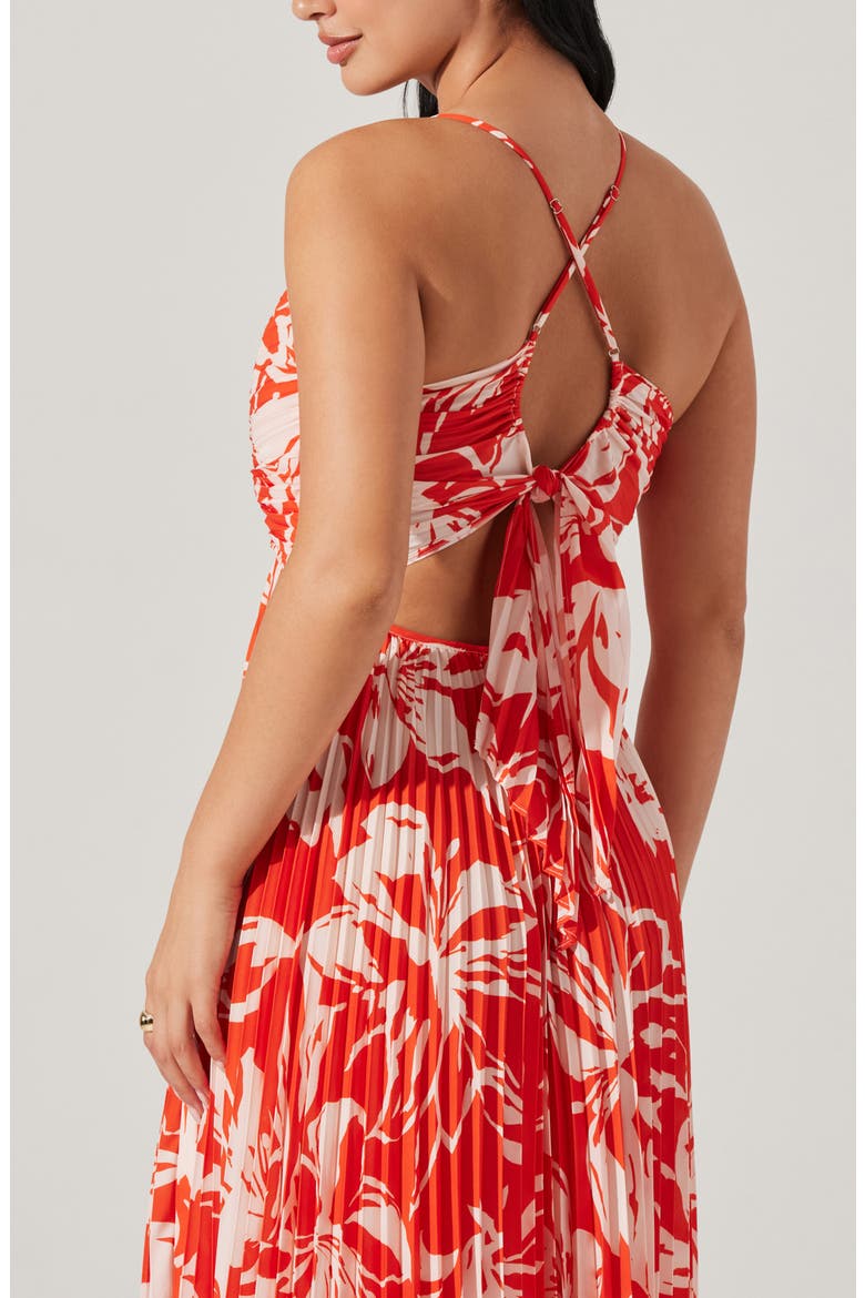 Blythe Pleated Maxi Dress, Alternate, color, HOT ORANGE FLORAL