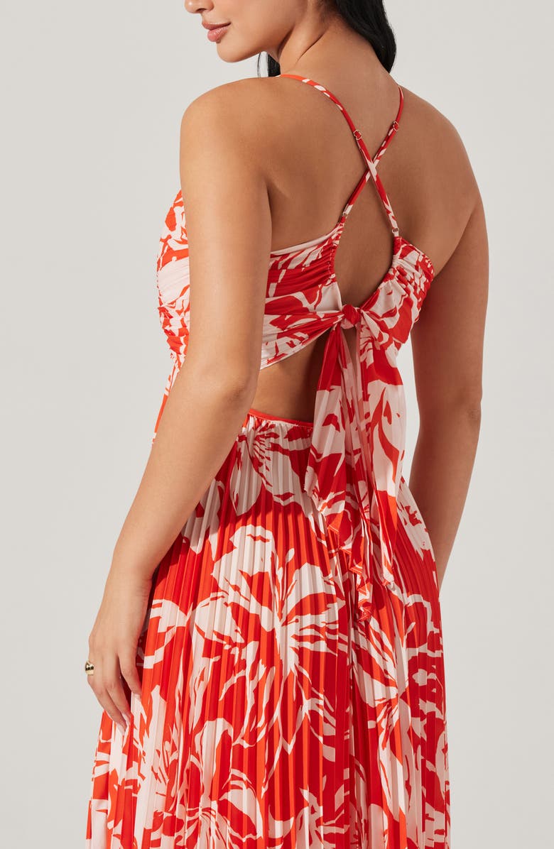 ASTR the Label Blythe Pleated Maxi Dress, Alternate, color, Hot Orange Floral